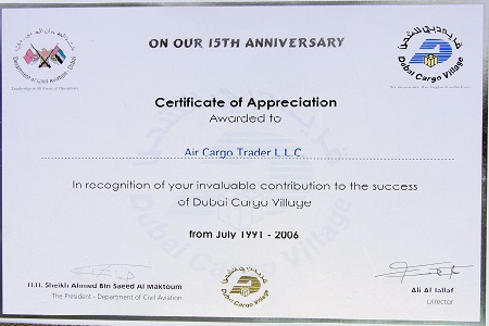 Certificate of Appreciation